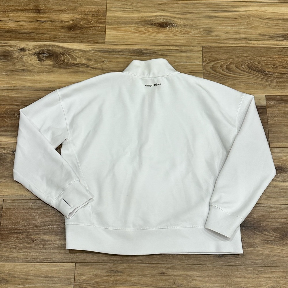 Vineyard Vines Performance Silky Scuba Oversized White Quarter Zip Pullover Sz M - Picture 3 of 13